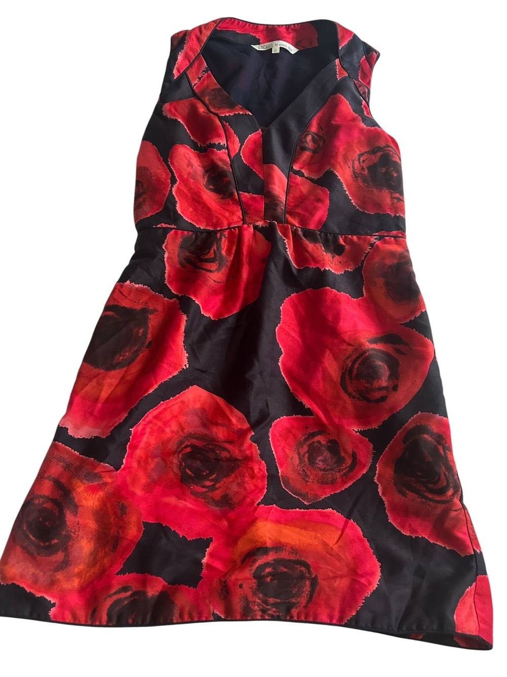 Rachel Rachel Roy floral roses size 6 women’s dress black red piping - Picture 1 of 5
